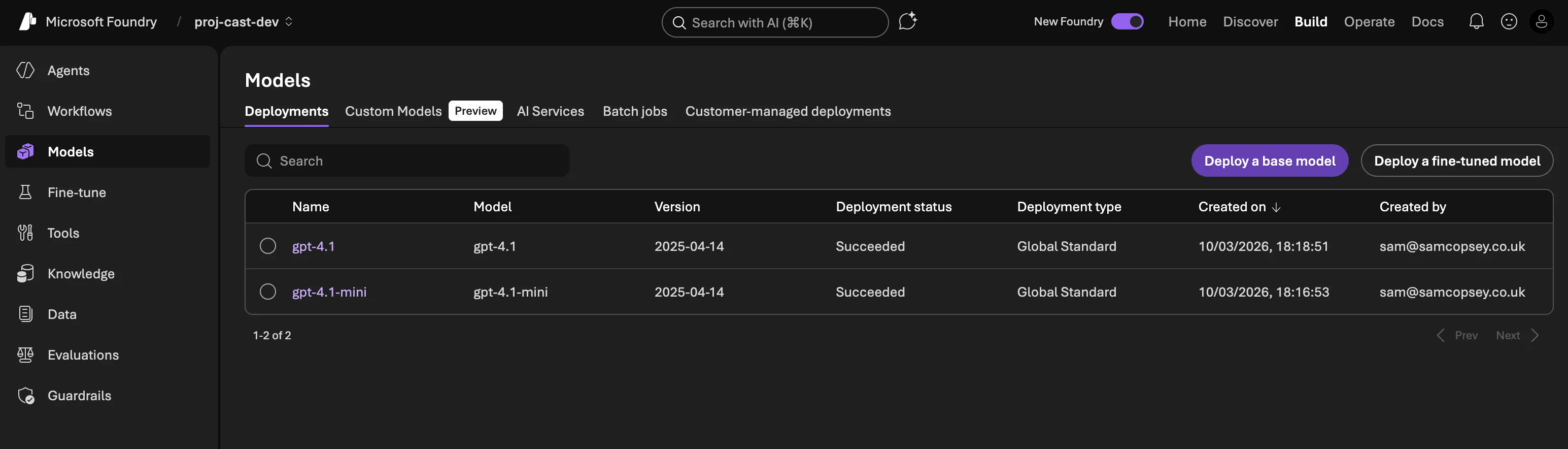 Model deployments in Microsoft Foundry